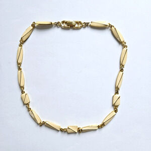 Vintage Choker Necklace Goldtone Cream Enamel Classic Midcentury Twee Coquette